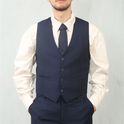 Men's Navy 3 Piece Formal Classic Prom Suit Workwear