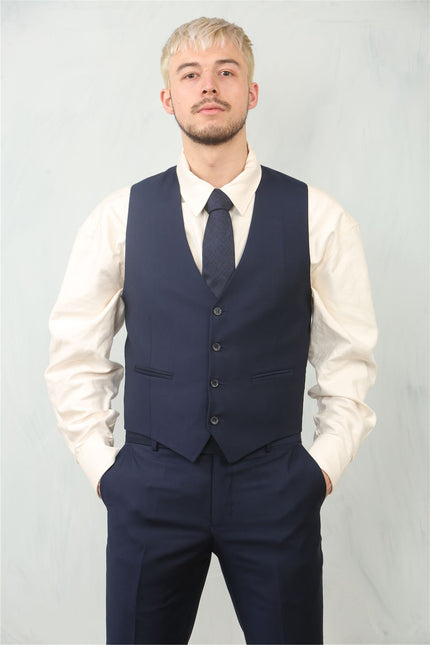 Men's Navy 3 Piece Formal Classic Prom Suit Workwear