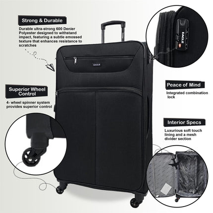 Lightweight Soft Suitcase Luggage Travel TSA Set
