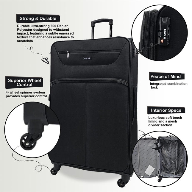 Lightweight Soft Suitcase Luggage Travel TSA Set