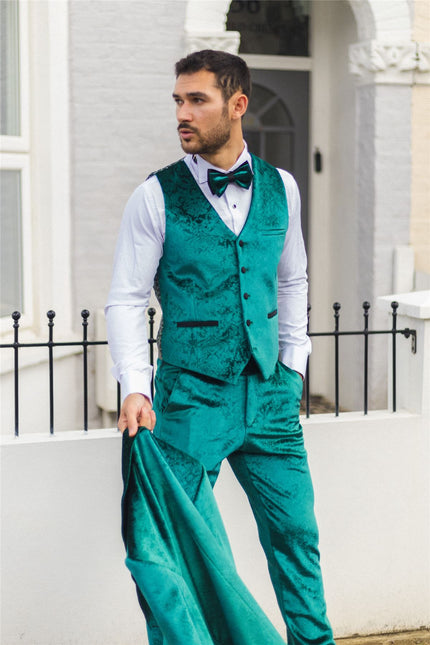 Men's Green 3 Piece Velvet Wedding Tuxedo Formal Suit