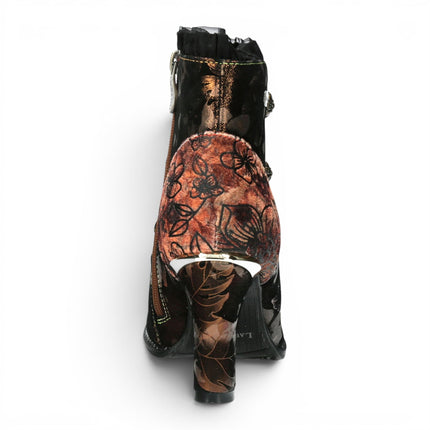 Laura Vita Floral Womens Victorian Bronze Leather Heel Ankle Boots - Alcbaneo-130