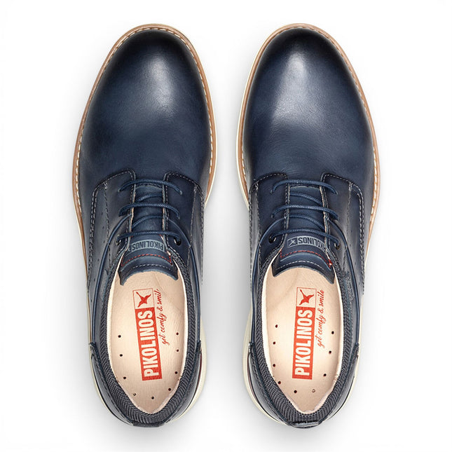 Pikolinos Men's Blue Leather Lace-Up Sneaker Trainers Shoes - Manacor