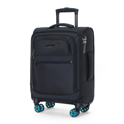 Soft Shell Black 1680D Polyester Suitcase Set 8 Wheel TSA Lock Luggage