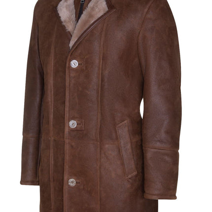 Mens Warm Shearling Sheepskin Leather Coat-Florence