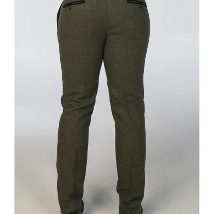 Men's Olive Green Wool Blend Tweed Formal Suit