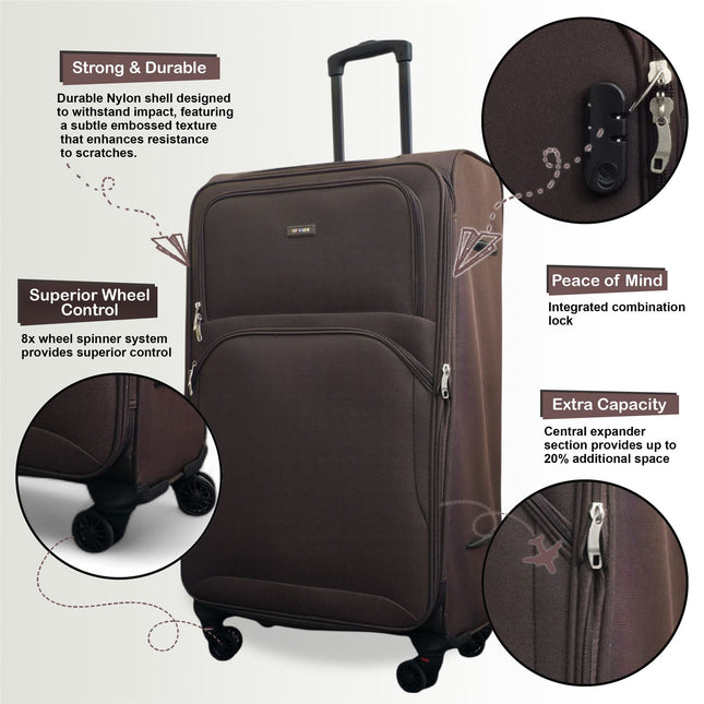 Soft Shell Cabin  48 x 37 x 20 cm Secure Travel Luggage Suitcase Suitable for Easyjet, Ryanair