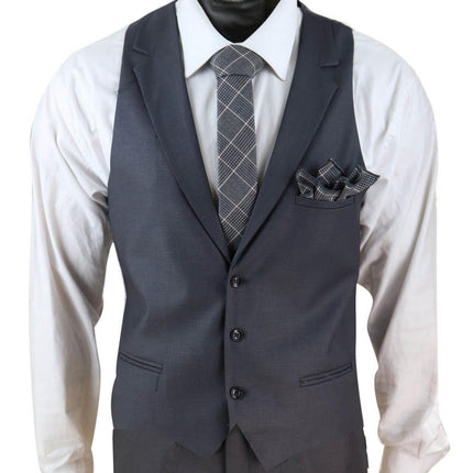 New Mens 3 Piece Suit Plain charcoal Classic Tailored Fit Smart Casual 1920s Formal