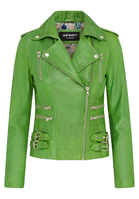 Womens Leather Brando Biker Jacket-Orlando