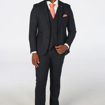 Men's Navy Blue Wool Blend Tweed Formal Blazer
