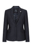 Womens Black Herringbone Check Tweed Wool Blend Blazer