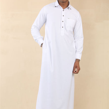 Men's White Thobe Arab Saudi Emirati Islamic Clothing Jubba Robe