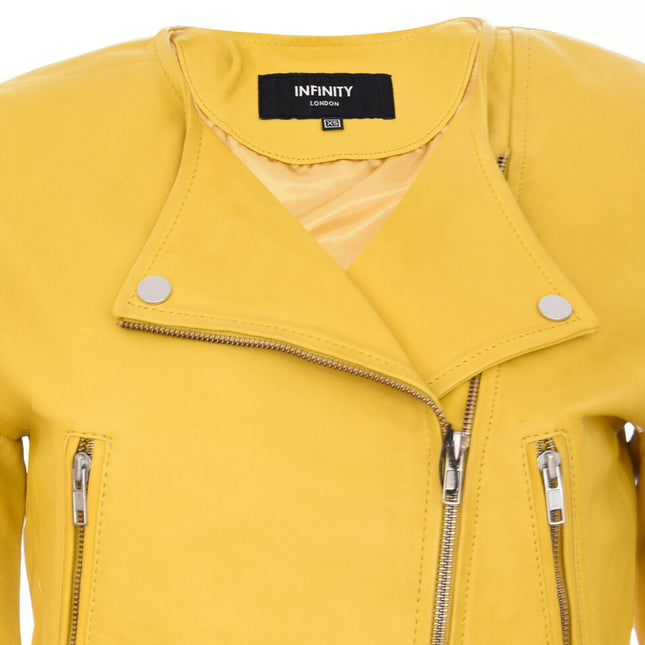 Womens Collarless Biker Jacket-Padova