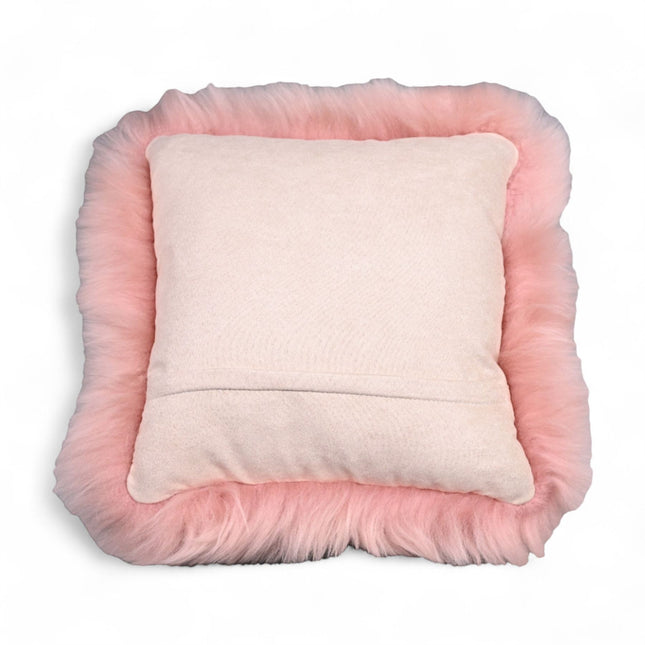 Genuine Sheepskin Pink  40x40cm Real Wool Single Sided Cushion