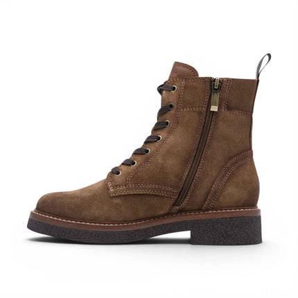 Tamaris Women's Brown Suede Leather Lace-Up Combat Boots - 25224-47