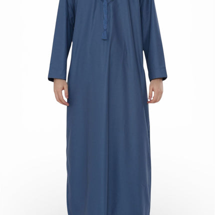 Men's Eid Blue Moroccan Thobe Robe Djellaba Ramadan Eid Jubba- HM10