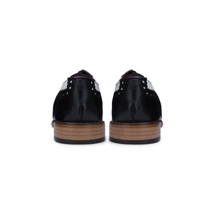 Mens Classic Oxford Black/White Leather Gatsby Brogue Shoes