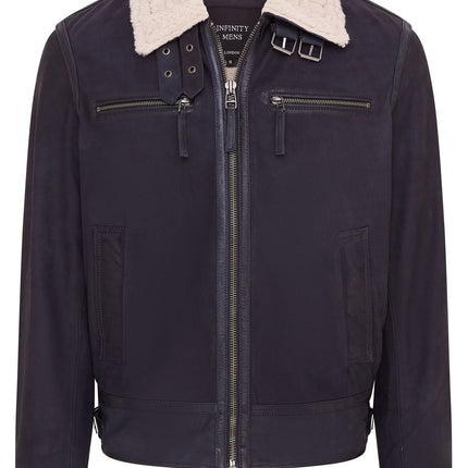 Mens Real Sheep Suede Bomber Jacket Aviator Jacket with Fur Lining