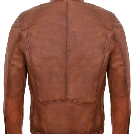 Mens Moto Leather Biker Jacket-Taiwan