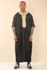 Men's Black Gold Moroccan Thobe Djellaba Jubba Robe Eid