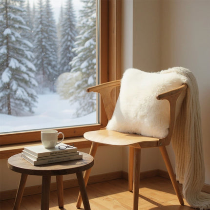 Genuine Sheepskin Ivory  40x40cm Real Wool Single Sided Cushion