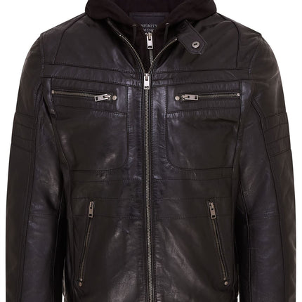 Mens Air Force Hooded Bomber Aviator Real Leather Flight Bomber Jacket