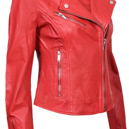 Womens Leather Classic Biker Brando Jacket-Baku