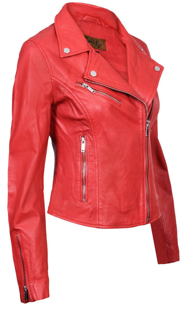 Womens Leather Classic Biker Brando Jacket-Baku