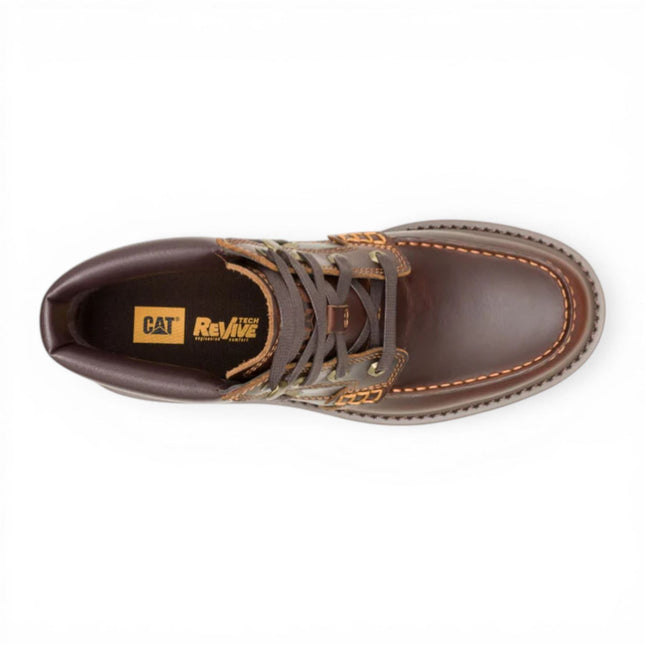 CAT (Caterpillar) Mens Tan Brown Leather Hiking Ankle Boots - Colorado Boat-Mid