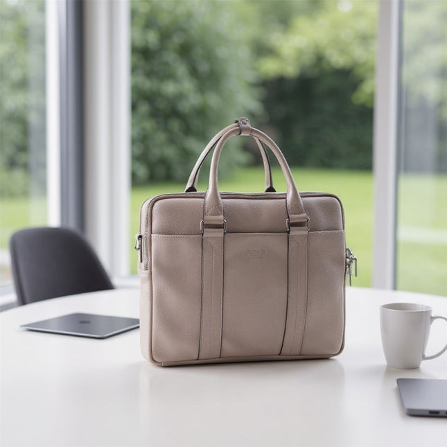 Genuine Leather Grey Laptop Business Briefcase Office Work Travel Bag - Sutton