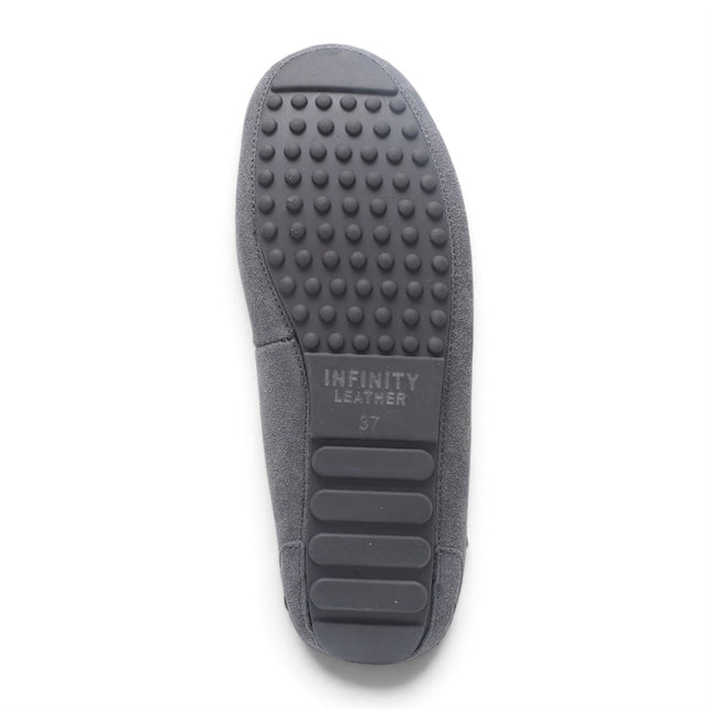 Women's Grey Genuine Sheepskin Moccasin Winter Slippers - Aspen