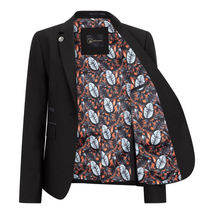 Women's 3 Piece Tailored Fit Plain Black Formal Office Suit