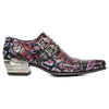 New Rock Vintage Red Floral Leather Buckle Shoes - 7960-S6