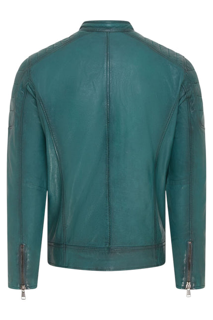 Men's Modern Classic Leather Quilted Biker Jacket - Derry