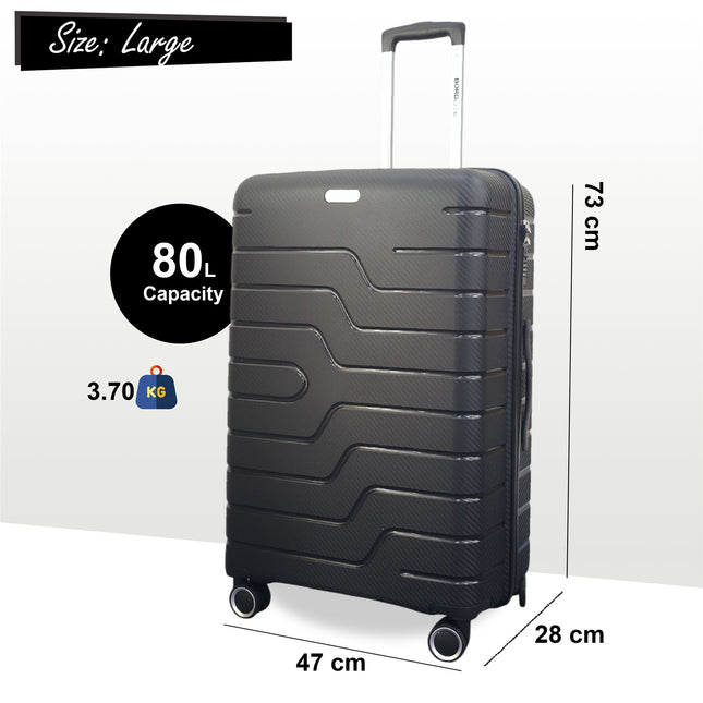 Hard Shell PP Dual 4 Wheels Luggage Travel Cabin Holiday Suitcase Set