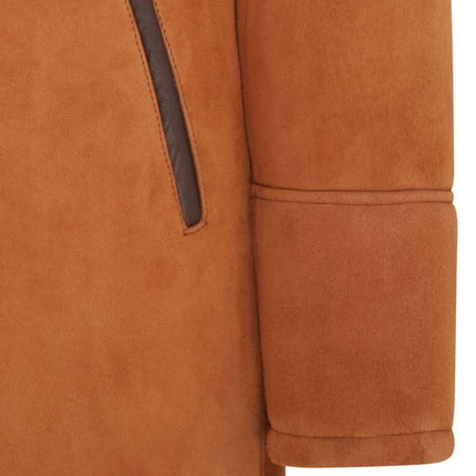 Men's Classic Tan Sheepskin Leather Car Coat