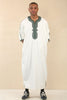 Men's White Moroccan Thobe Djellaba Jubba Robe Eid