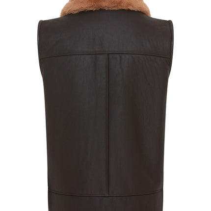 Men's Sheepskin Leather Gilet Aviator B3 Shearling Bomber Vest Waistcoat