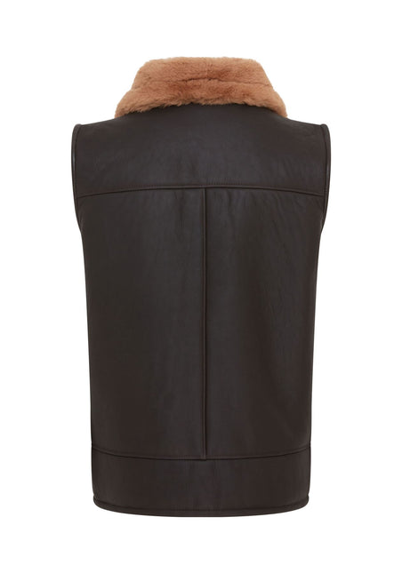 Men's Sheepskin Leather Gilet Aviator B3 Shearling Bomber Vest Waistcoat