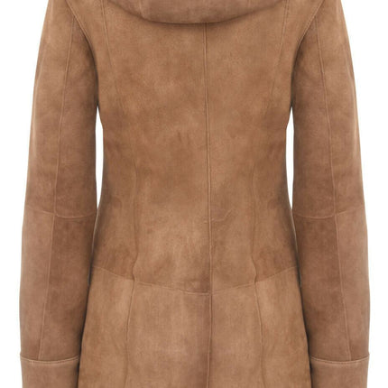 Womens Suede Merino Sheepskin Parka Coat-Tripoli