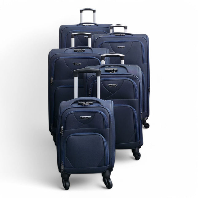 Soft Shell Lightweight Nylon Suitcase Set 4 Wheel Travel Case Holiday Bags