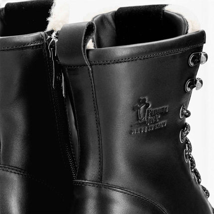 Panama Jack Women's Black Leather Waterproof Warm Heeled Lace-Up Boots - Tibi B1