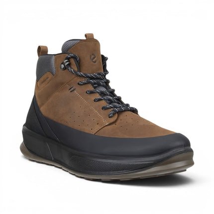 Ecco Men's Waterproof Black Tan Leather Outdoor Walking Boots - Byway 2.0
