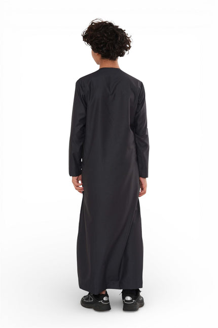 Kids Boys Ramadan Eid Charcoal Grey Moroccan Jubba Robe Djellaba Thobe - K-TT008