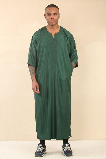 Men's Green Moroccan Thobe Djellaba Jubba Robe Eid