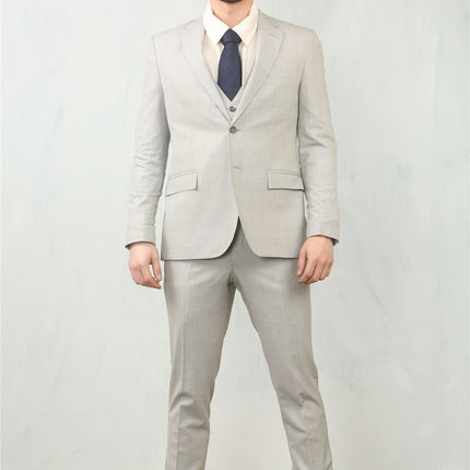 Men's 3 Piece Prince Of Wales Grey Suit Workwear