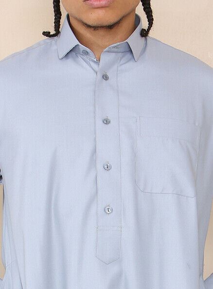 Mens Blue Thobe Jubba Saudi Ramadan Eid Islamic Kaftan Kaudara Arabic Jubbah