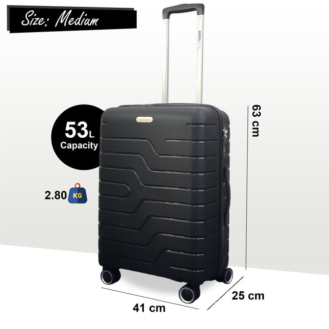 Hard Shell PP Dual 4 Wheels Luggage Travel Cabin Holiday Suitcase Set