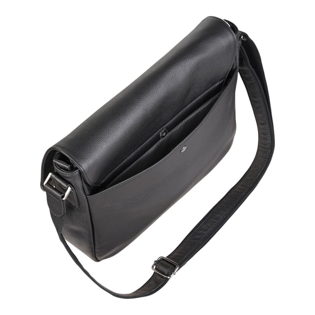 Genuine Leather Black Laptop Bag Travel Work Messenger Satchel - Camden