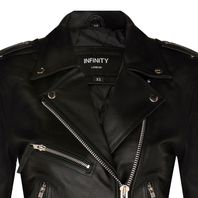 Women's Cowhide Brando Leather Biker Jacket-Murcia